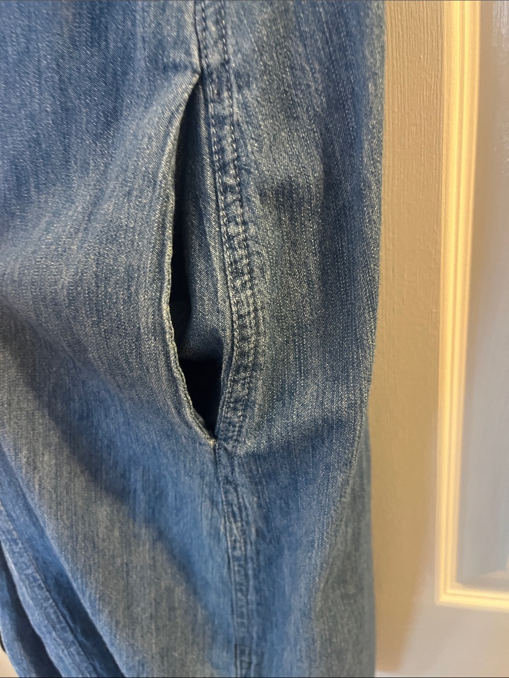 Jones New York Blue Chambray Shirt Dress with Tie Waist - Picture 6 of 7
